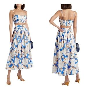 NICHOLAS Pintucked Floral-Print Linen Set